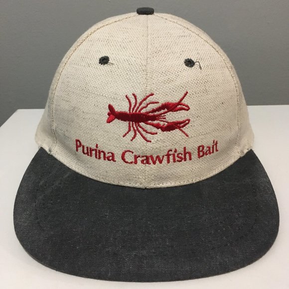 Vintage Tex Kap Purina Crawfish Bait Linen Style Denim Snapback Hat Nissin - Picture 1 of 6